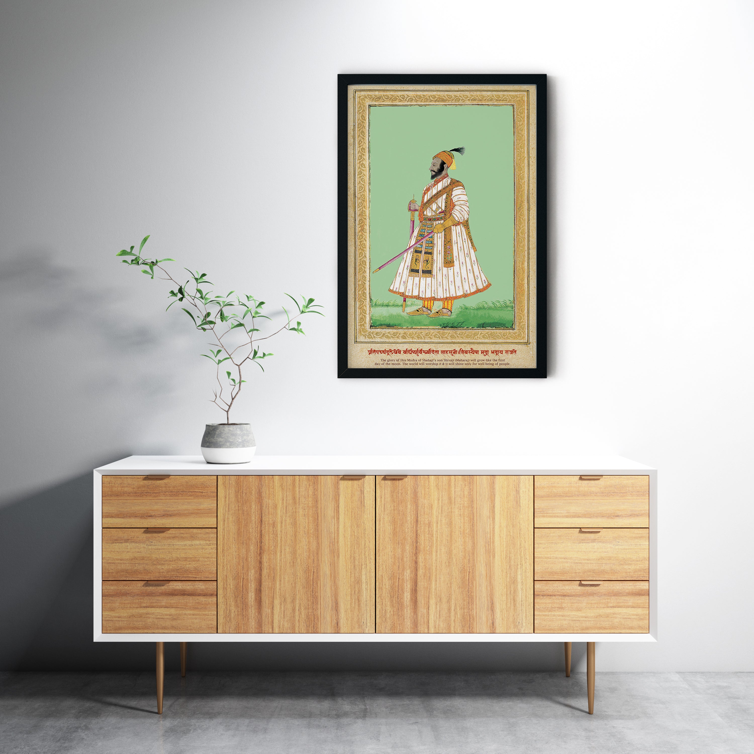 Shivaji Maharaj Vintage Painting Premium Wall Art Canvas by MeriDeewar