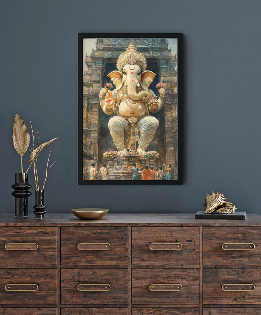 Shree Ganesh Painting Premium Wall Art Canvas by MeriDeewar