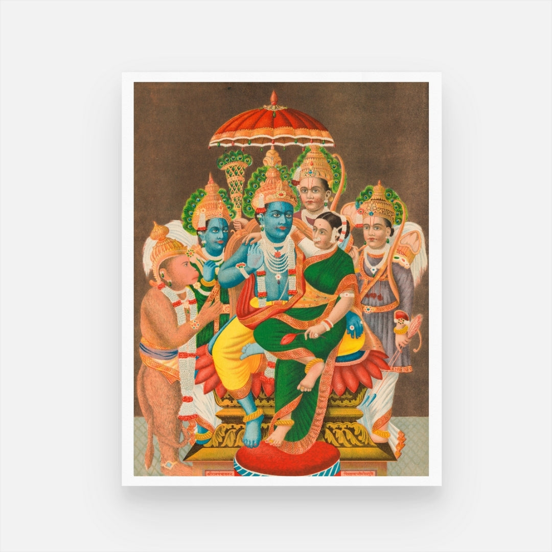 Shree Rampanchayatan Painting - Cultural Masterpiece at MeriDeewar 3 : 4 Vertical New Premium Wall Art Canvas by MeriDeewar