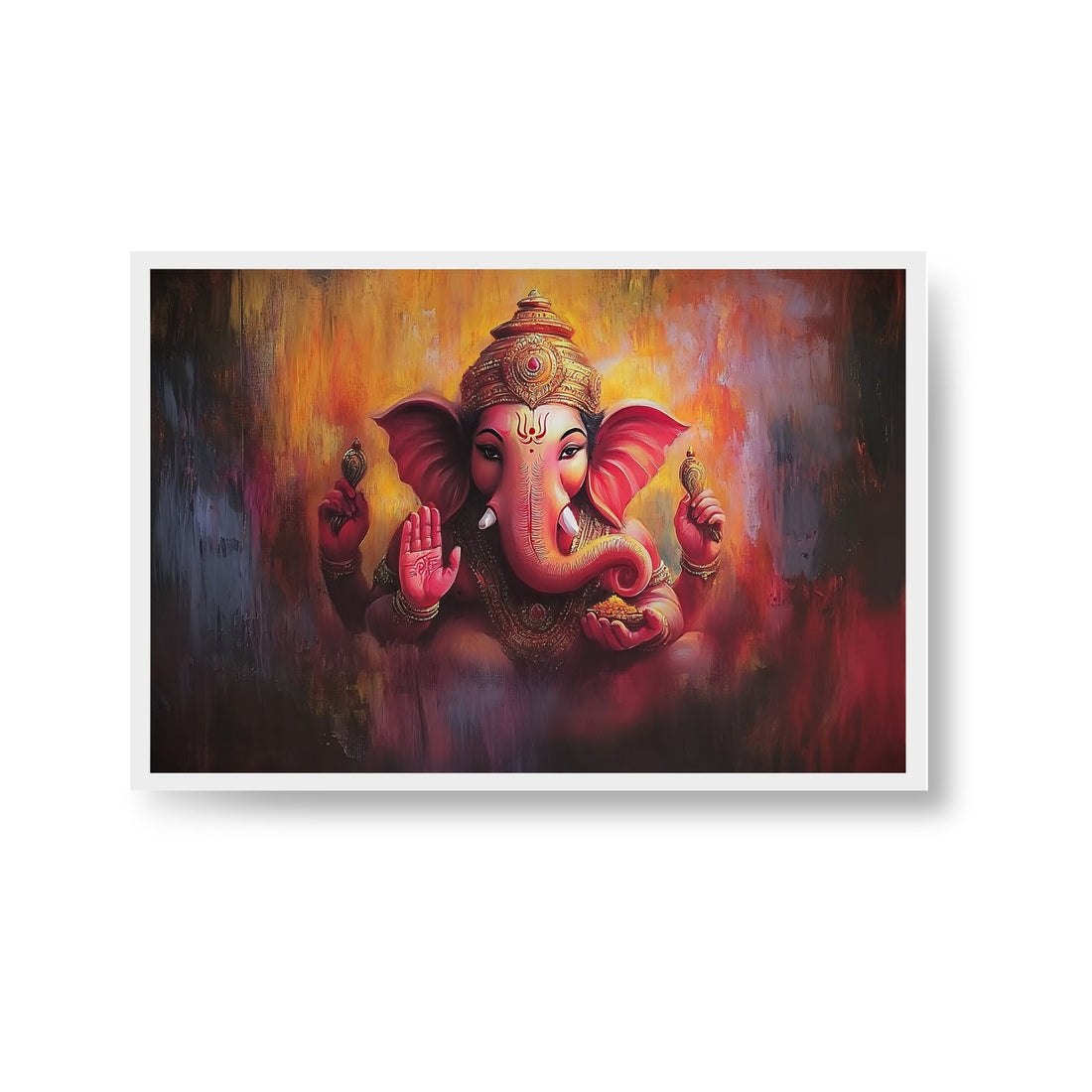 Shri Ganesha Oil Painting Premium Wall Art Canvas by MeriDeewar