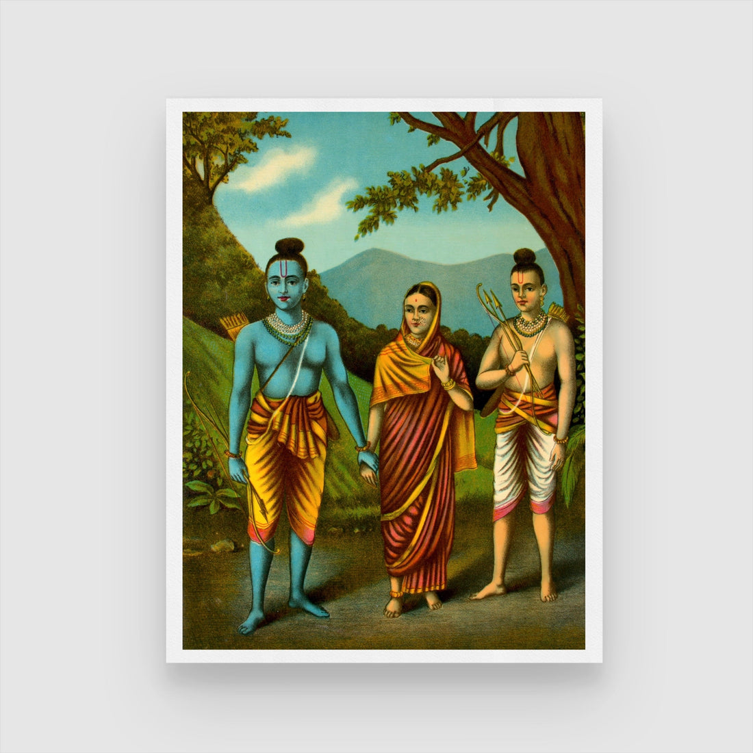 Shri Rama Sita and Lakshman Painting 3 : 4 Vertical New Premium Wall Art Canvas by MeriDeewar
