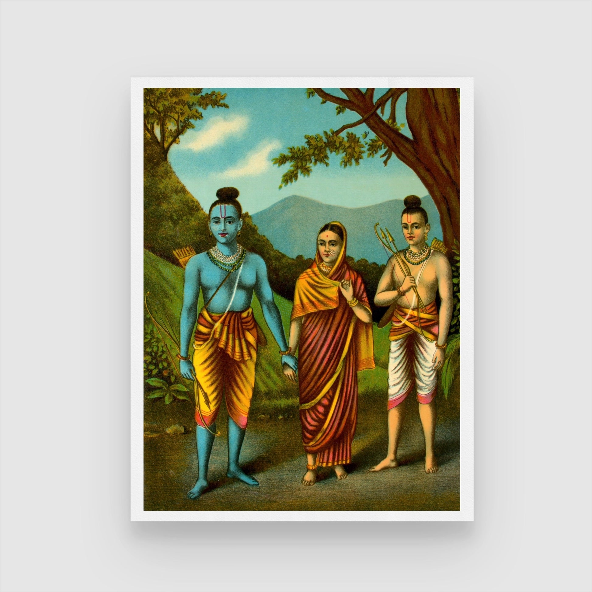 Shri Rama Sita and Lakshman Painting 3 : 4 Vertical New Premium Wall Art Canvas by MeriDeewar