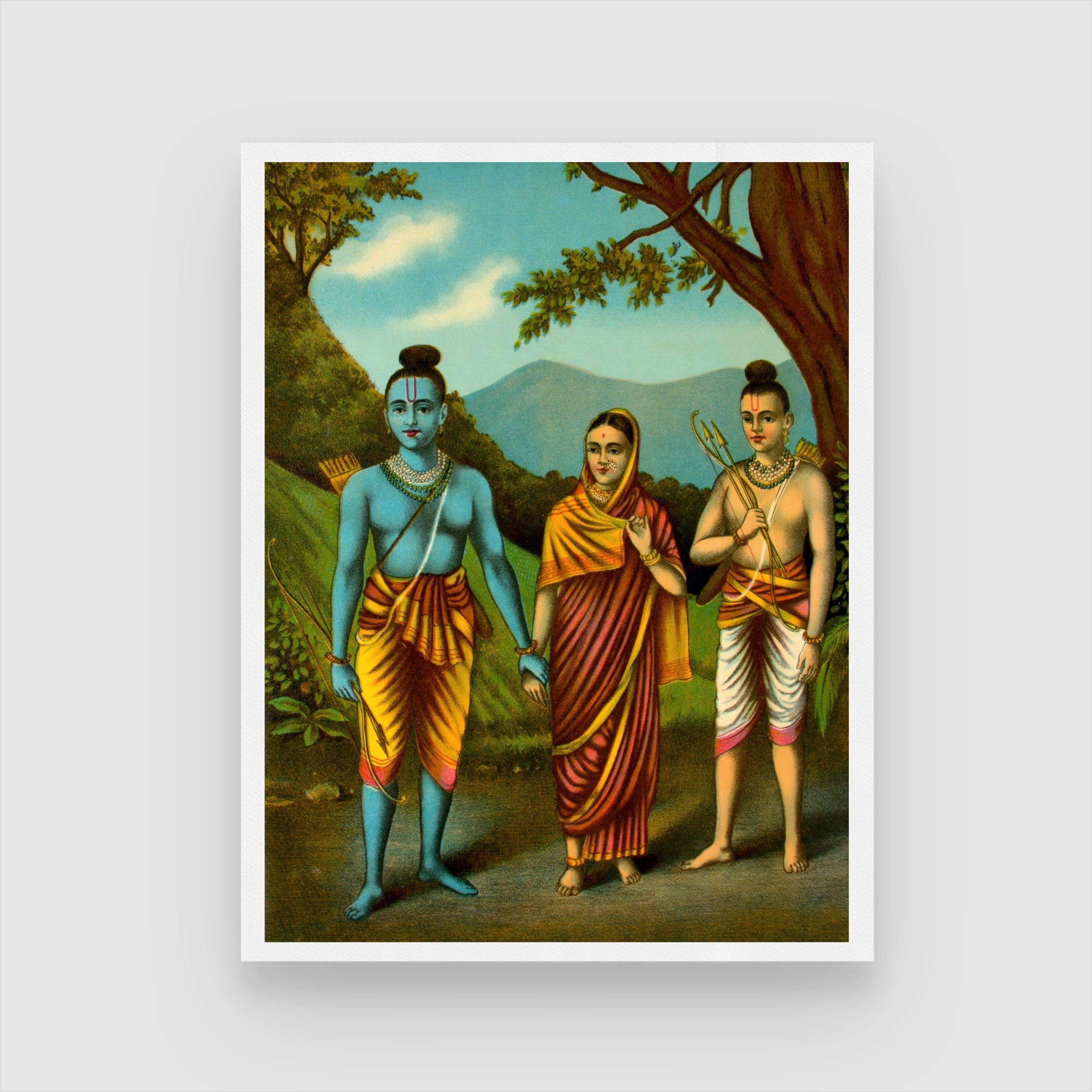Shri Rama Sita and Lakshman Painting 3 : 4 Vertical New Premium Wall Art Canvas by MeriDeewar