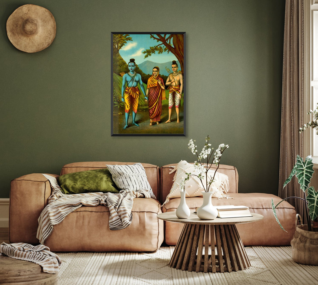 Shri Rama Sita and Lakshman Painting 3 : 4 Vertical New Premium Wall Art Canvas by MeriDeewar