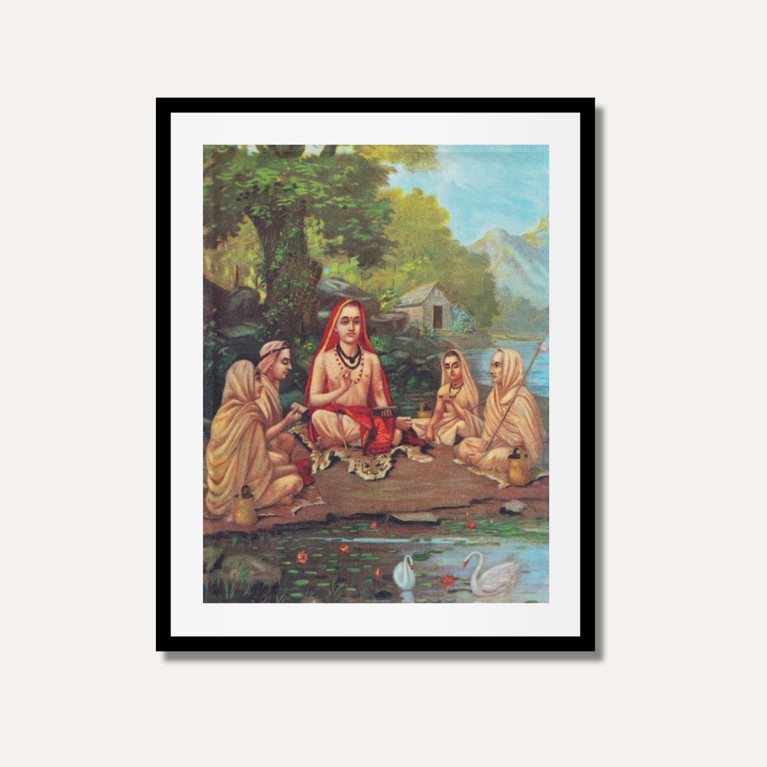 Shrimad Guru Adi Shankaracharya Painting – Raja Ravi Varma Hindu Spiritual Wall Art | MeriDeewar 3 : 4.2 Vertical Premium Wall Art Canvas by MeriDeewar