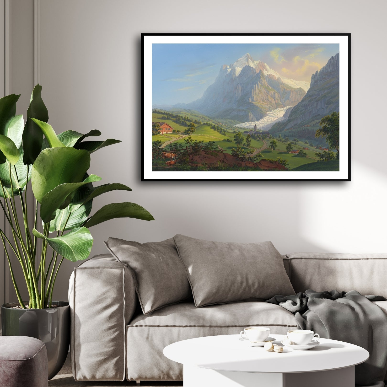 Silent Ascent – Alpine Valley Path Landscape Wall Art 2 : 3 Horizontal Premium Wall Art Canvas by MeriDeewar