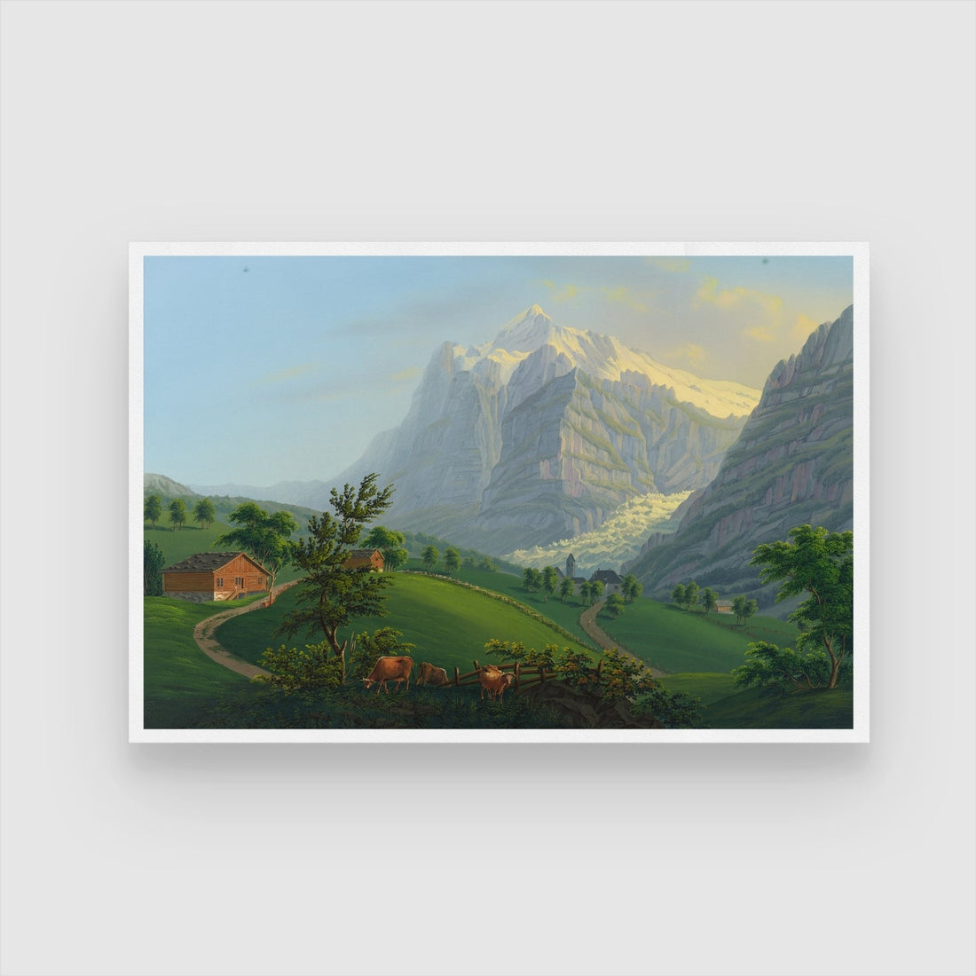 Silent Ascent – Alpine Valley Path Landscape Wall Art 2 : 3 Horizontal Premium Wall Art Canvas by MeriDeewar