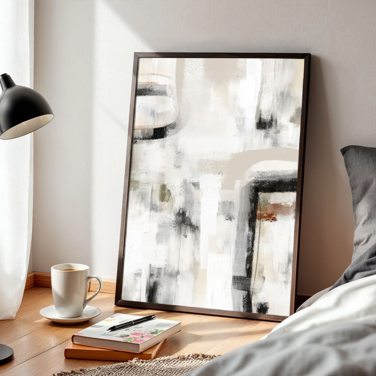 Silent Portals | Modern Neutral Abstract Fine Wall Art 3 : 4 Vertical Premium Wall Art Canvas by MeriDeewar