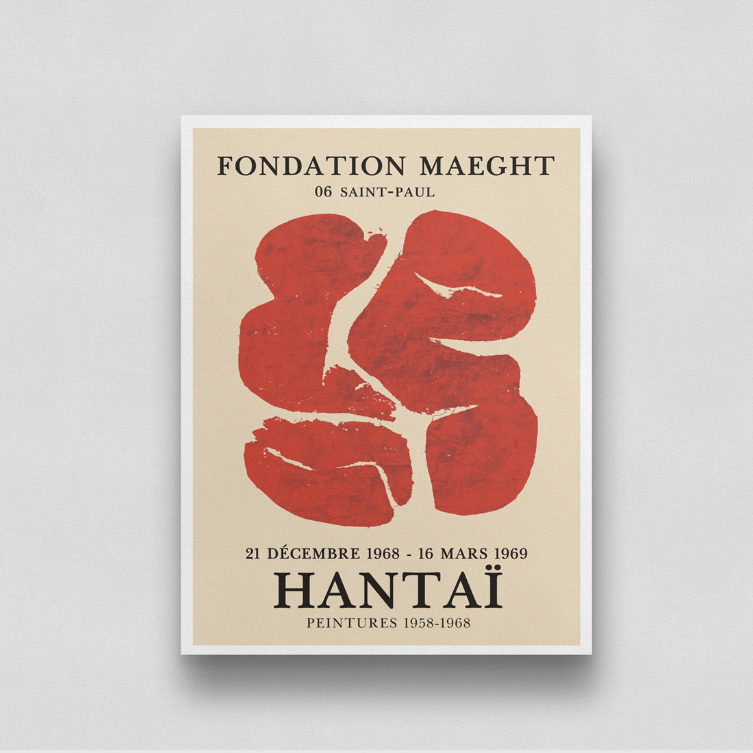 Simon Hantai Galerie Maeght Exhibition Poster 3 : 4 Vertical New Premium Wall Art Canvas by MeriDeewar