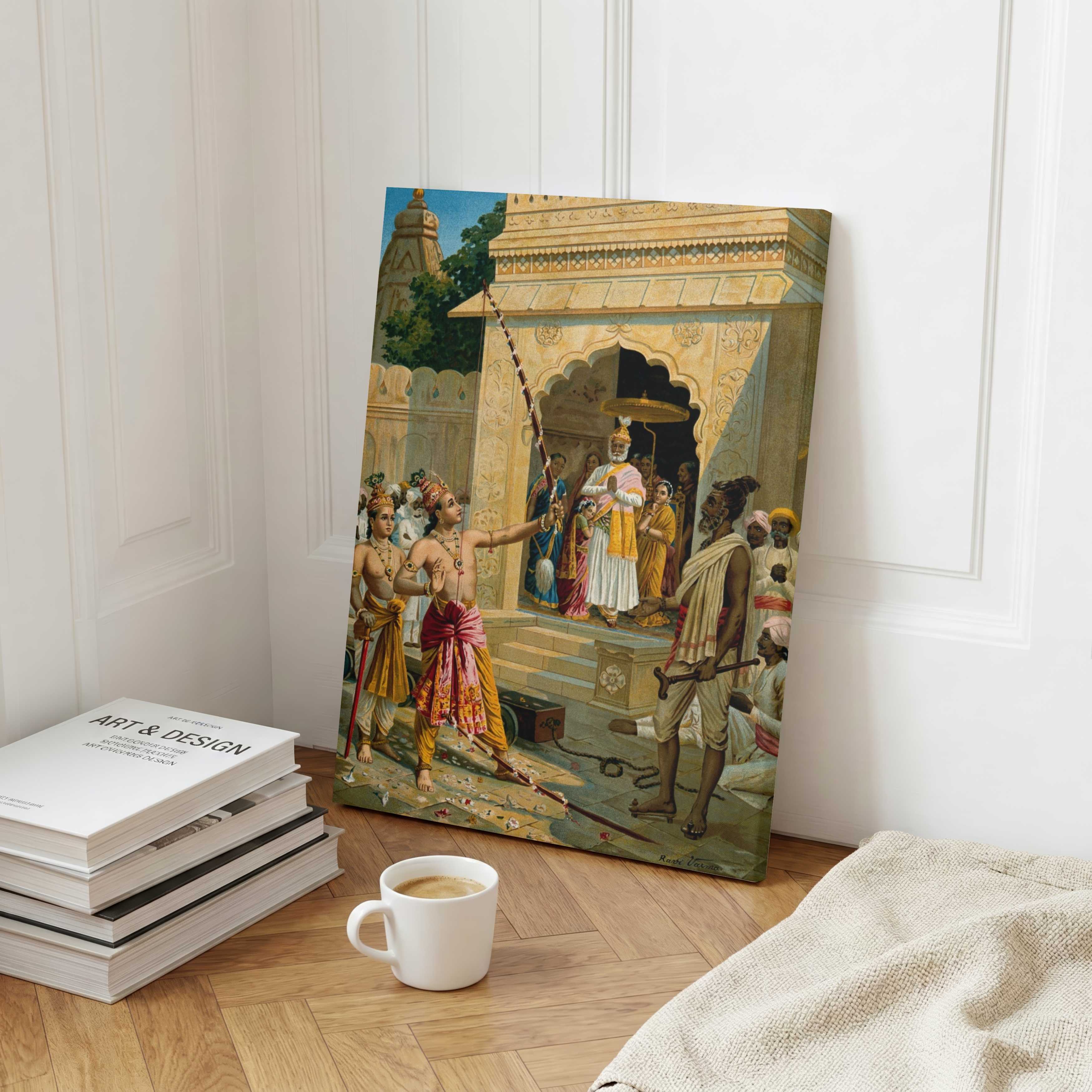 Sita Swayamvar Painting by Raja Ravi Varma – Ramayan Wall Art for Living Room & Puja Room 2 : 3 Vertical Premium Wall Art Canvas by MeriDeewar