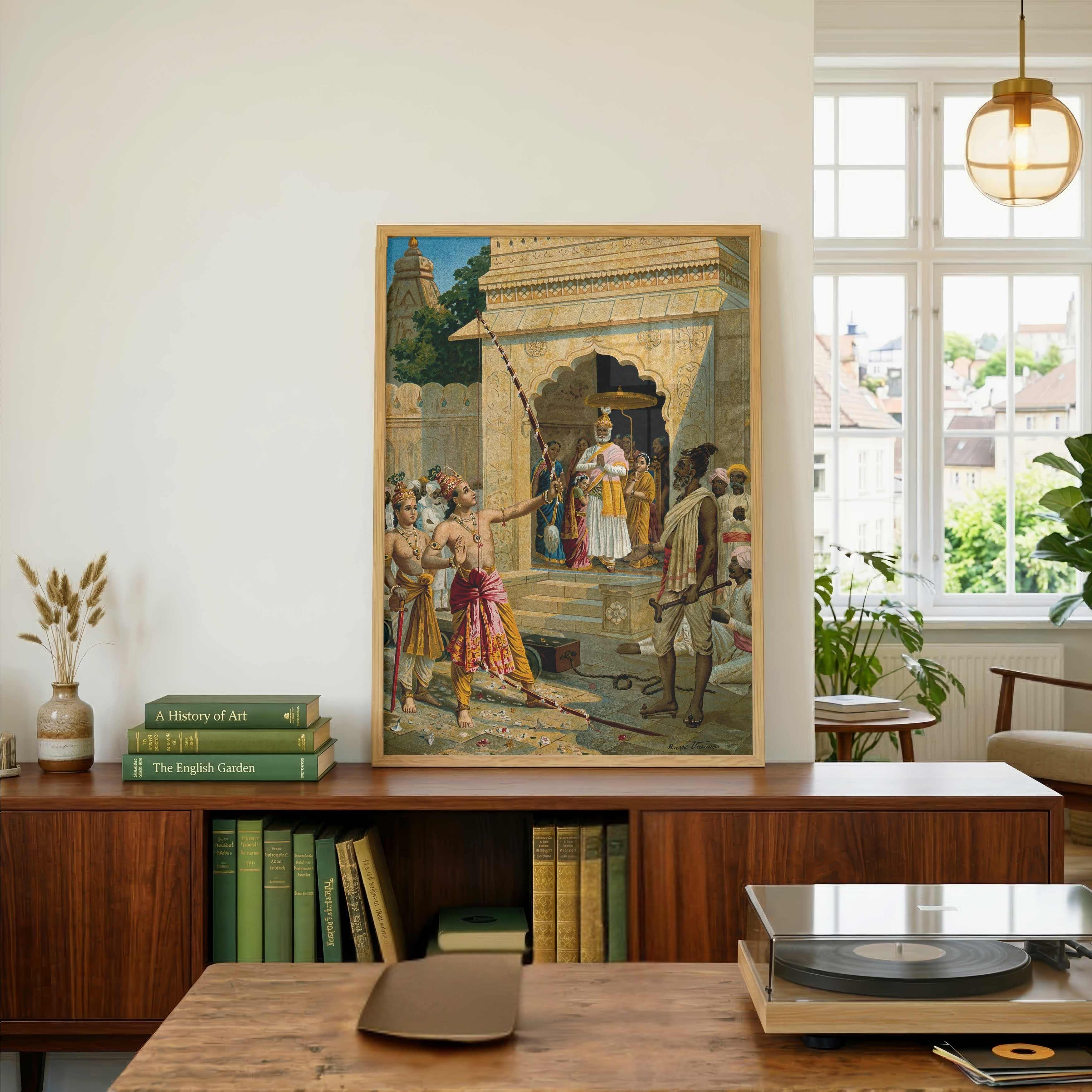 Sita Swayamvar Painting by Raja Ravi Varma – Ramayan Wall Art for Living Room & Puja Room 2 : 3 Vertical Premium Wall Art Canvas by MeriDeewar
