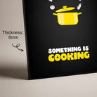 "Something Is Cooking" Kitchen Food Illustration Poster | Vertical Borderless Art Frame Poster Premium Wall Art Canvas by MeriDeewar