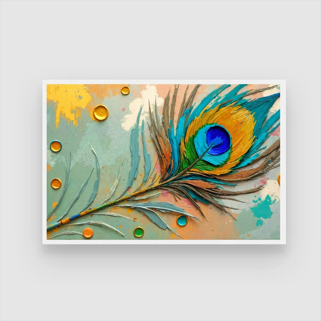 Soul of the Peacock — Textured Feather Canvas 2 : 3 Horizontal Premium Wall Art Canvas by MeriDeewar