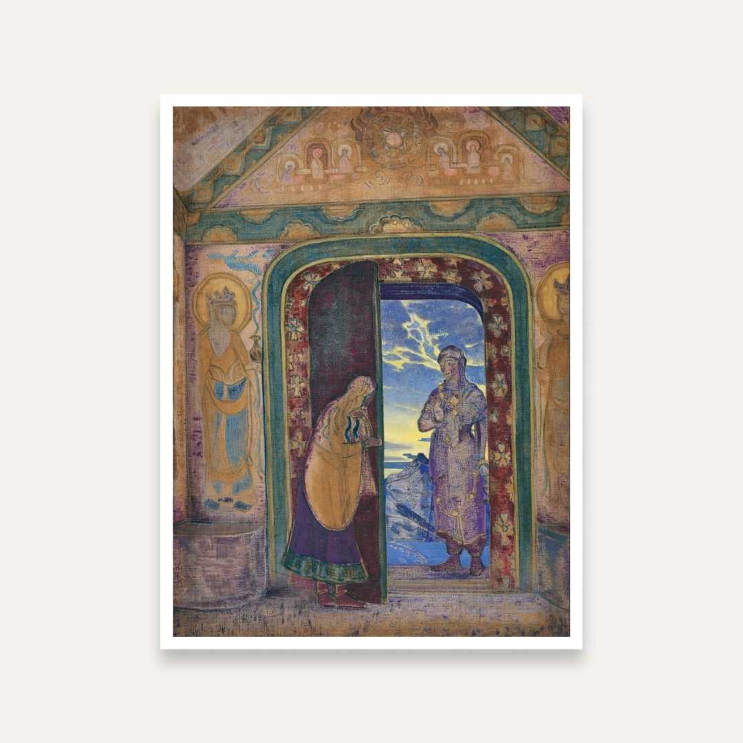 Spiritual Wall Painting for Living Room – The Messenger by Nicholas Roerich | Giclée Art Print 3 : 4 Vertical Premium Wall Art Canvas by MeriDeewar