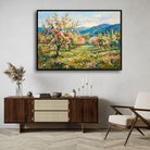 "Spring Blossom Orchard Landscape" Giclée Print | Indian Wall Art Print 4 : 3 Horizontal Premium Wall Art Canvas by MeriDeewar