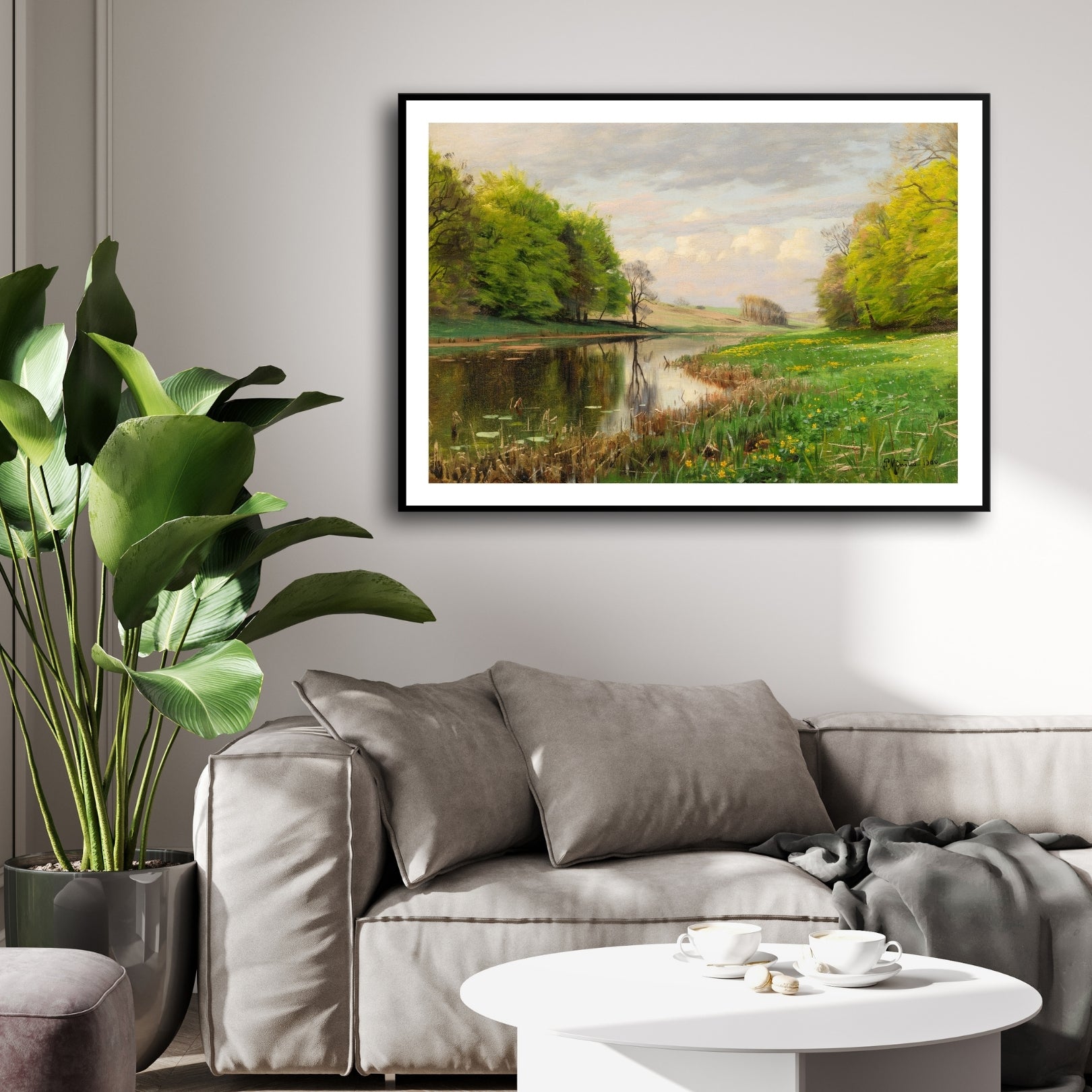 Spring Serenity – Peaceful River Landscape Wall Art 2 : 3 Horizontal Premium Wall Art Canvas by MeriDeewar