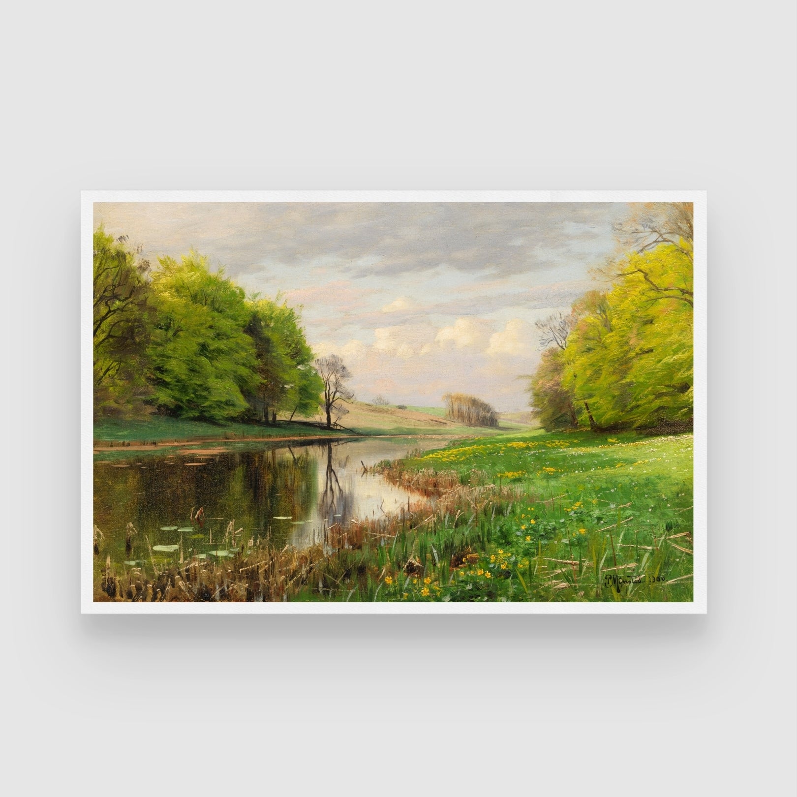 Spring Serenity – Peaceful River Landscape Wall Art 2 : 3 Horizontal Premium Wall Art Canvas by MeriDeewar