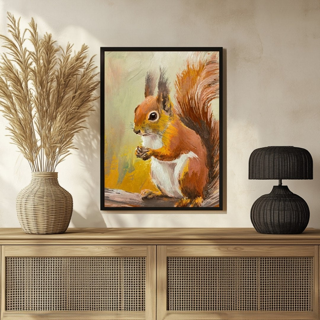 Squirrel Abstract Art Painting - Vibrant Wall Decor | MeriDeewar 3 : 4 Vertical New Premium Wall Art Canvas by MeriDeewar