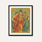 Sree Radha-Rukmini Krishna Painting – Raja Ravi Varma Indian Mythology Wall Art | MeriDeewar 3 : 4.2 Vertical Premium Wall Art Canvas by MeriDeewar