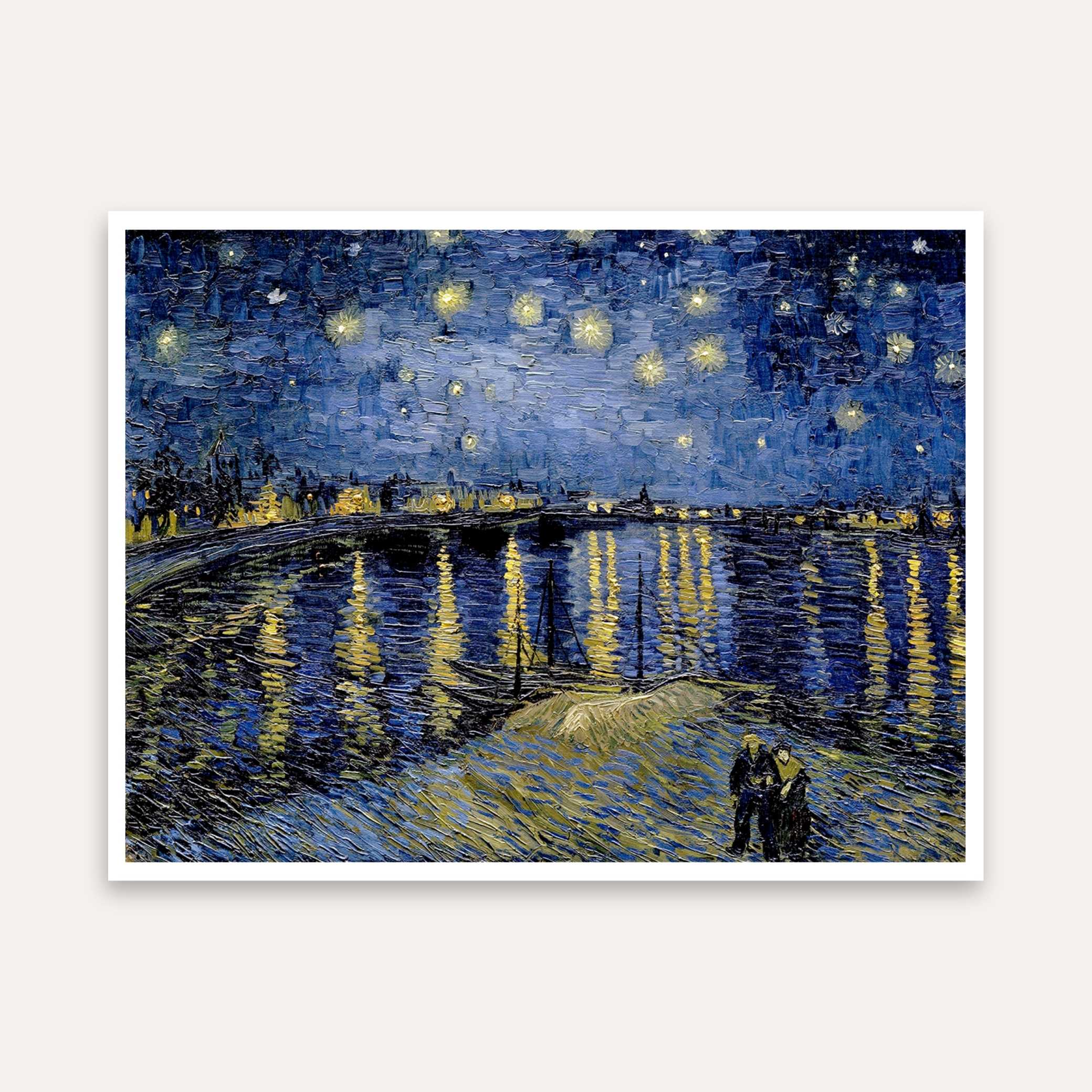 Starry Night Over the Rhone Van Gogh Painting for Living Room | Night Sky Wall Art 4 : 3 Horizontal Premium Wall Art Canvas by MeriDeewar