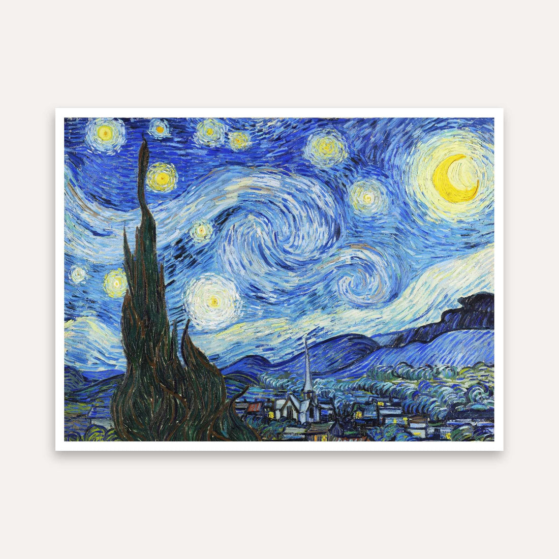Starry Night Van Gogh Wall Painting for Living Room | Giclée Fine Art Print 4 : 3 Horizontal Premium Wall Art Canvas by MeriDeewar