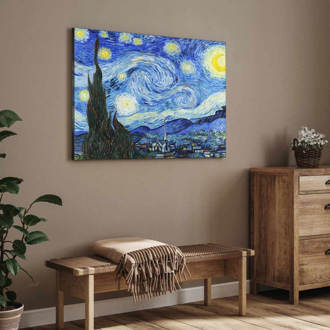 Starry Night Van Gogh Wall Painting for Living Room | Giclée Fine Art Print 4 : 3 Horizontal Premium Wall Art Canvas by MeriDeewar