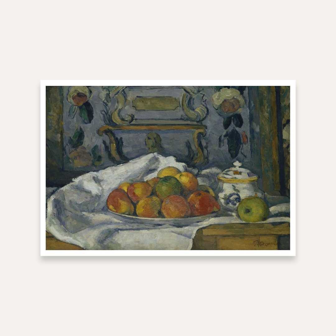 Still Life Fruit Painting for Dining Room | Paul Cézanne Dish of Apples | Giclée Art Print 3 : 2 Horizontal Premium Wall Art Canvas by MeriDeewar