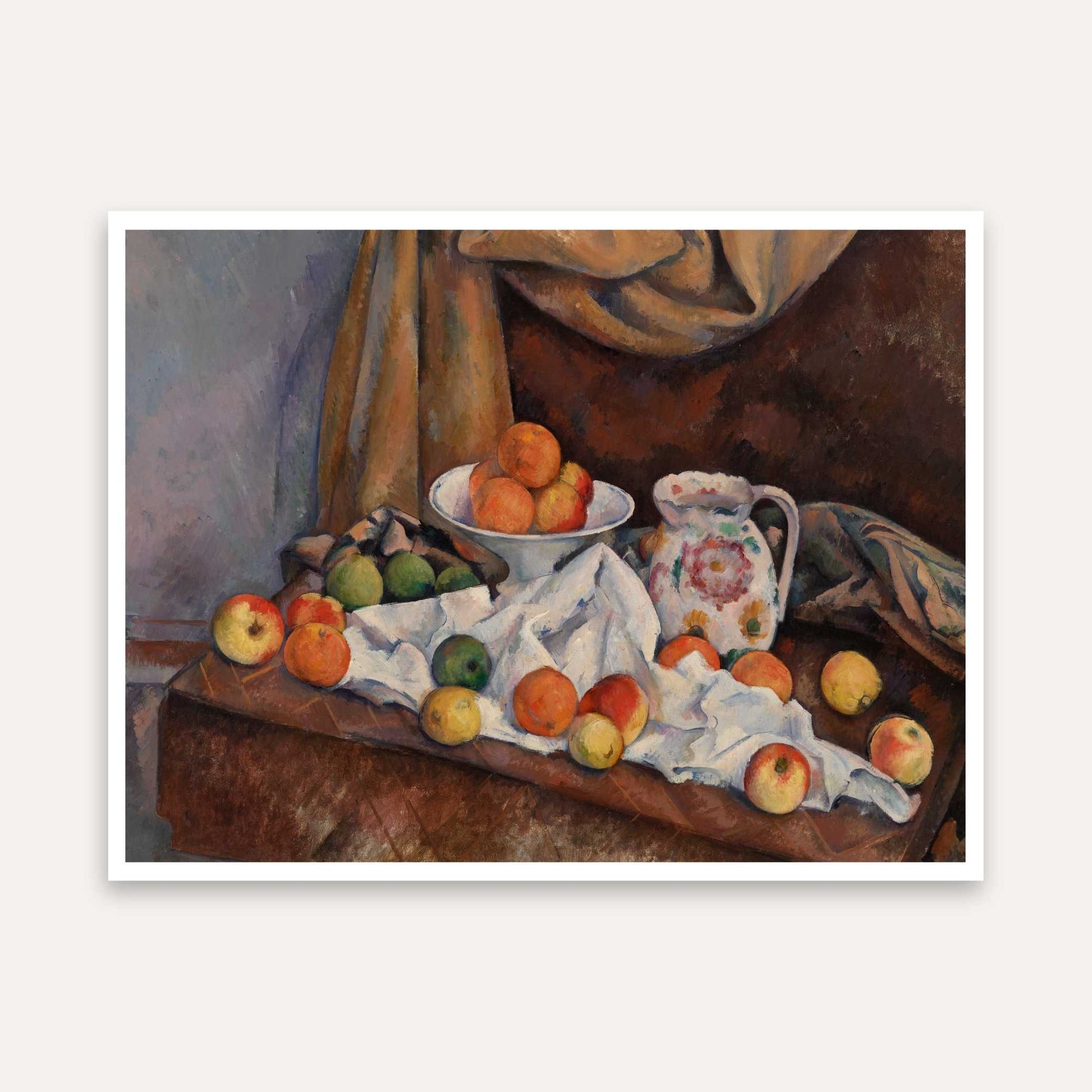 Still Life Fruit Painting for Dining Room | Paul Cézanne Wall Art | Giclée Print 5 : 4 Horizontal Premium Wall Art Canvas by MeriDeewar