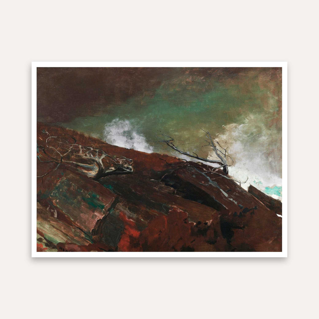 Stormy Seascape Painting for Living Room | Coast of Maine by Winslow Homer | Wall Art 4 : 3 Horizontal Premium Wall Art Canvas by MeriDeewar
