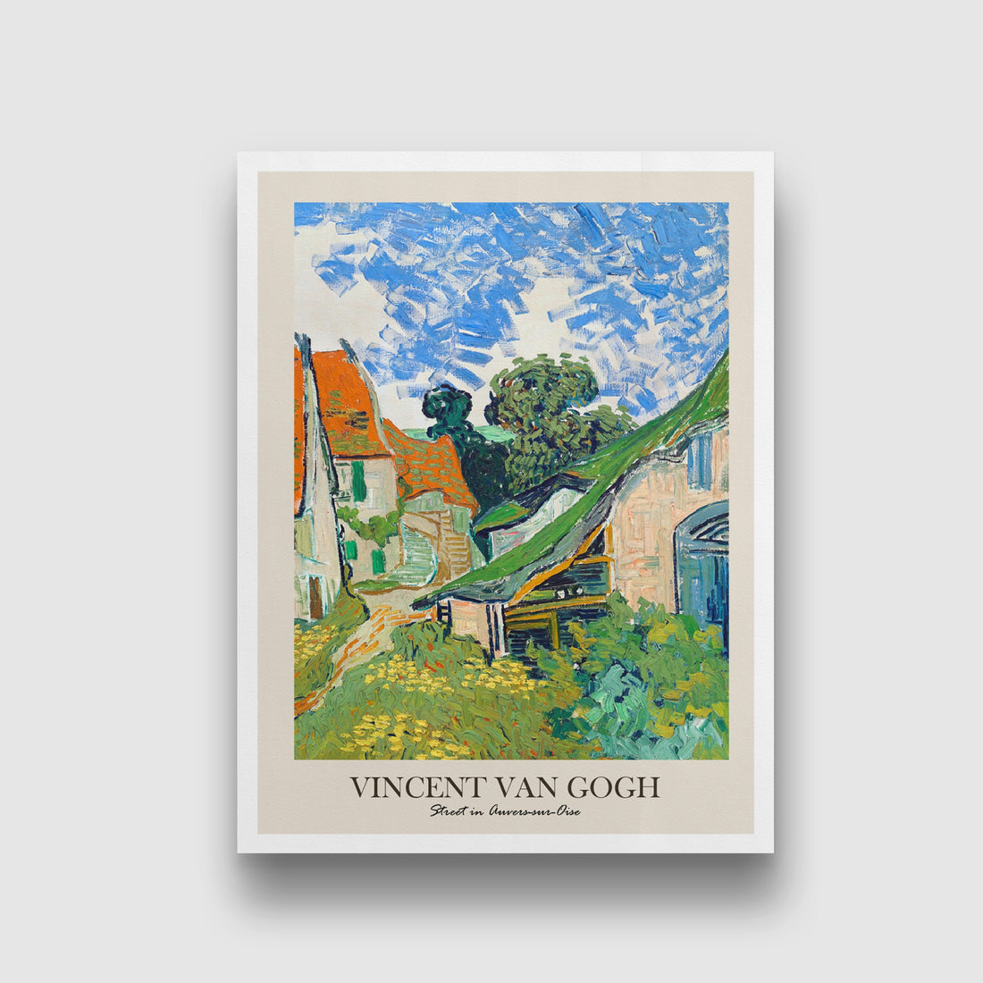 Street in Auvers-sur-Oise Painting by Vincent van Gogh 3 : 4 Vertical New Premium Wall Art Canvas by MeriDeewar