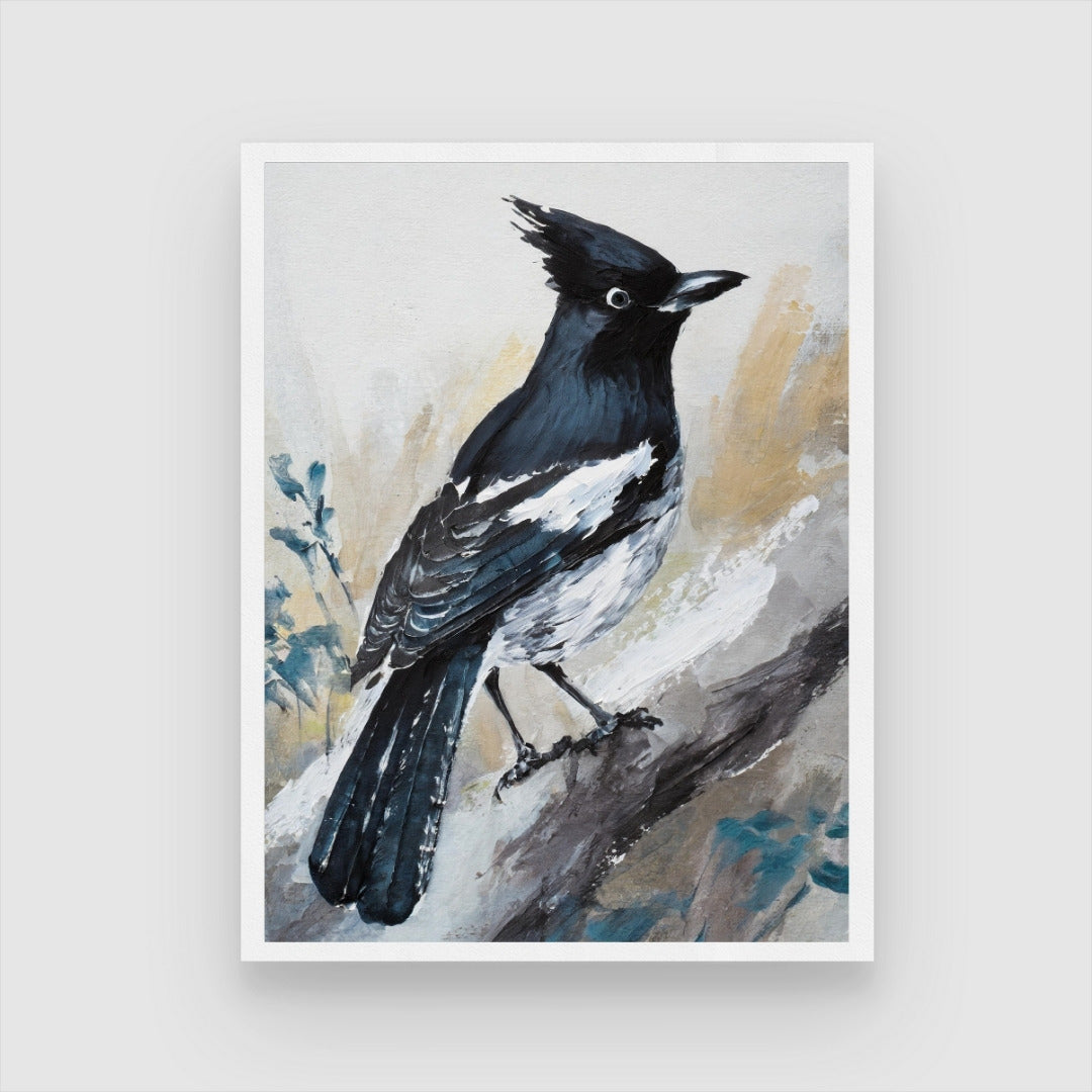 Stunning Jay Bird Abstract Art - Elevate Your Space with Style 3 : 4 Vertical New Premium Wall Art Canvas by MeriDeewar