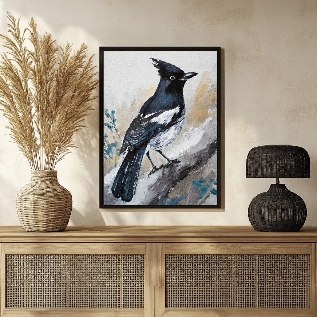 Stunning Jay Bird Abstract Art - Elevate Your Space with Style 3 : 4 Vertical New Premium Wall Art Canvas by MeriDeewar