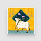 Stunning Traditional Pichwai Painting - Unique Indian Wall Decor 1 : 1 Square Premium Wall Art Canvas by MeriDeewar