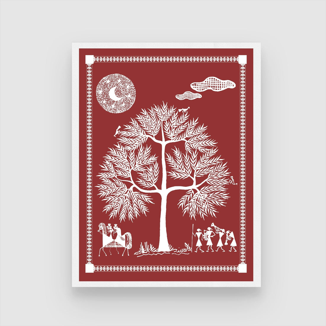 Stunning Warli Art Painting - Traditional Beauty for Your Walls 3 : 4 Vertical New Premium Wall Art Canvas by MeriDeewar