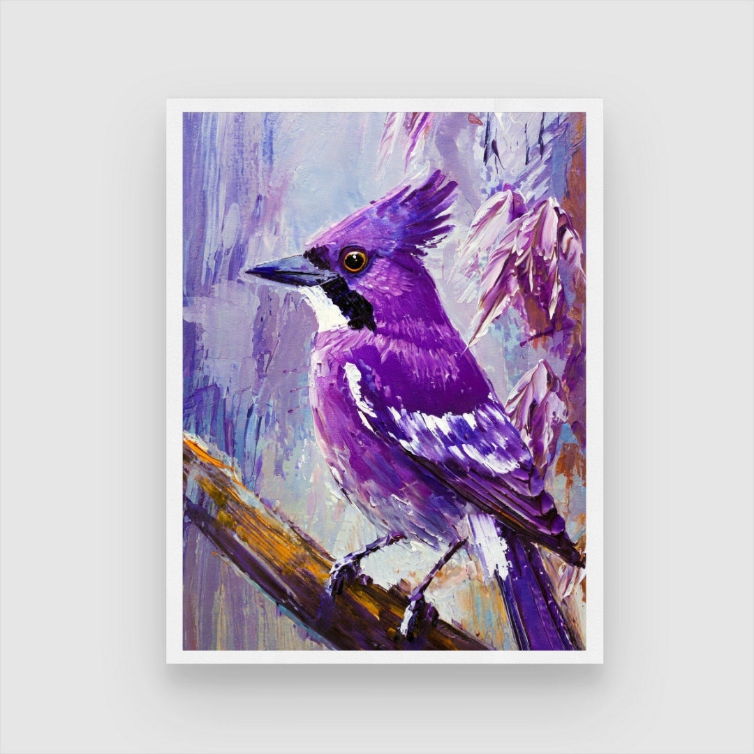 Stylish Jay Bird Abstract Art - Unique Wall Décor for Living Room 3 : 4 Vertical New Premium Wall Art Canvas by MeriDeewar