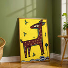 "Stylized Deer" Jamini Roy Painting | Fine Art Wall Art 2 : 3 Vertical Premium Wall Art Canvas by MeriDeewar