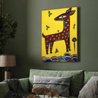 "Stylized Deer" Jamini Roy Painting | Fine Art Wall Art 2 : 3 Vertical Premium Wall Art Canvas by MeriDeewar