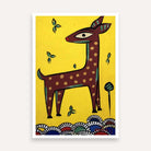 "Stylized Deer" Jamini Roy Painting | Fine Art Wall Art 2 : 3 Vertical Premium Wall Art Canvas by MeriDeewar
