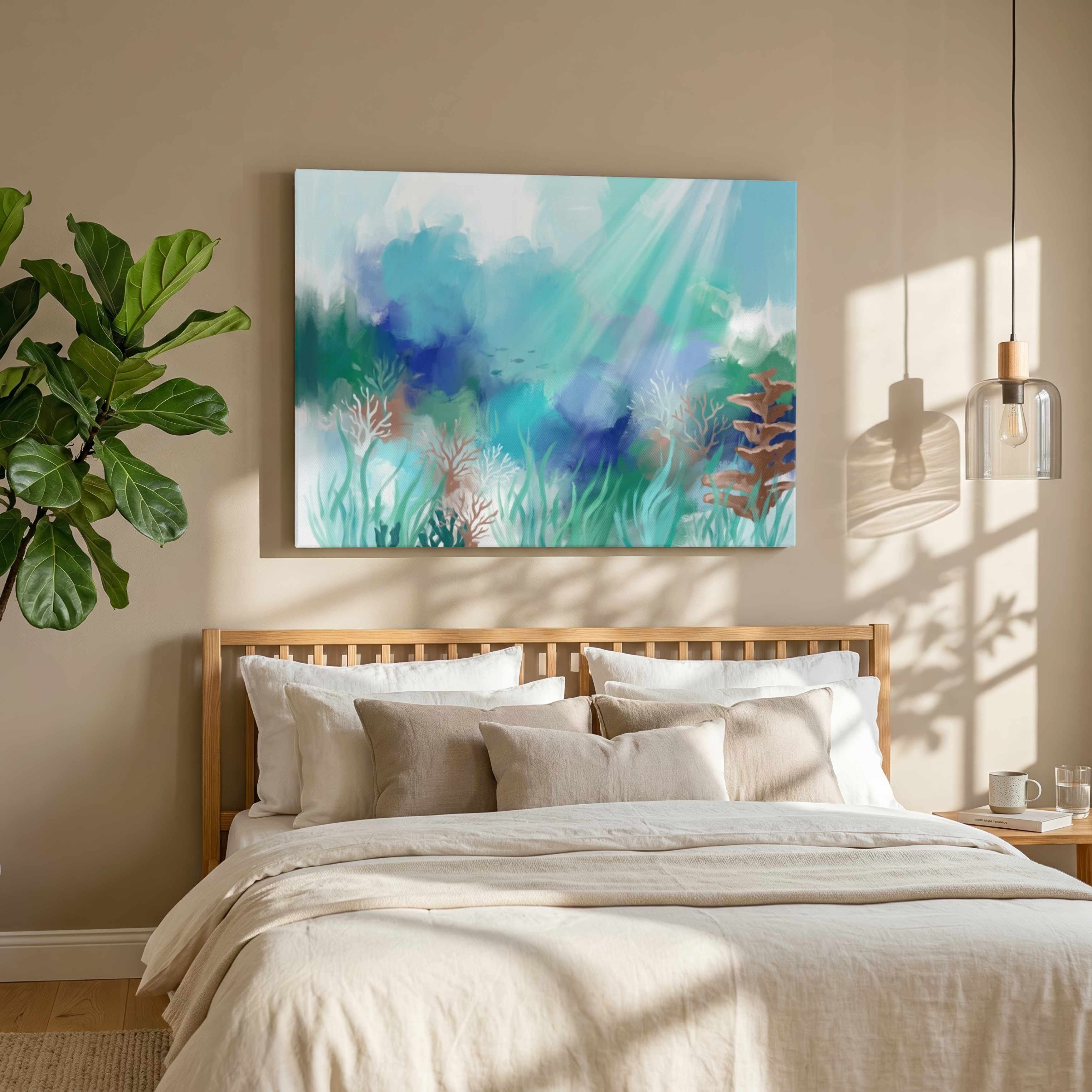 "Submerged Depths" Modern Abstract Underwater Giclée Print | Wall Art 3 : 4 Horizontal New Premium Wall Art Canvas by MeriDeewar