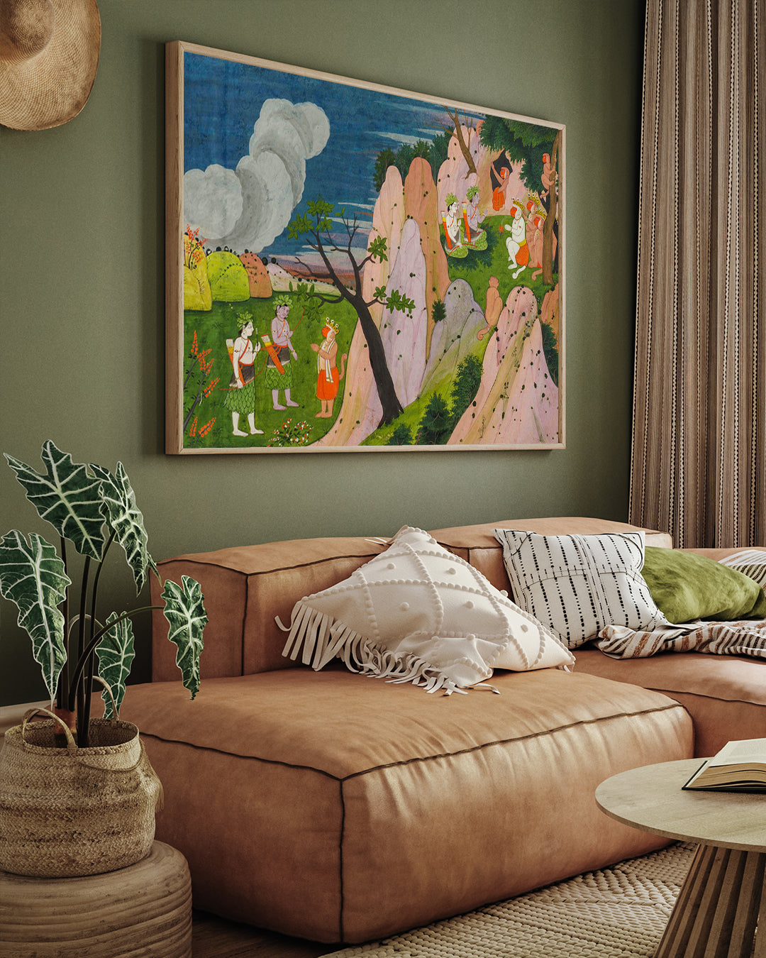 Sugriva Meets Rama And Lakshmana Painting 2 : 3 Horizontal Premium Wall Art Canvas by MeriDeewar