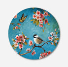 Summer butterfly and Bird Painting Circular Canvas Frame Circular Canvas Frame Premium Wall Art Canvas by MeriDeewar