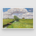 Summer Skies – Impressionist Green Field Landscape Painting 2 : 3 Horizontal Premium Wall Art Canvas by MeriDeewar