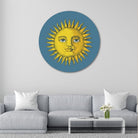 Sun and Moon Crescent Face Circular Gallery Wrap Canvas Circular Canvas Frame Premium Wall Art Canvas by MeriDeewar