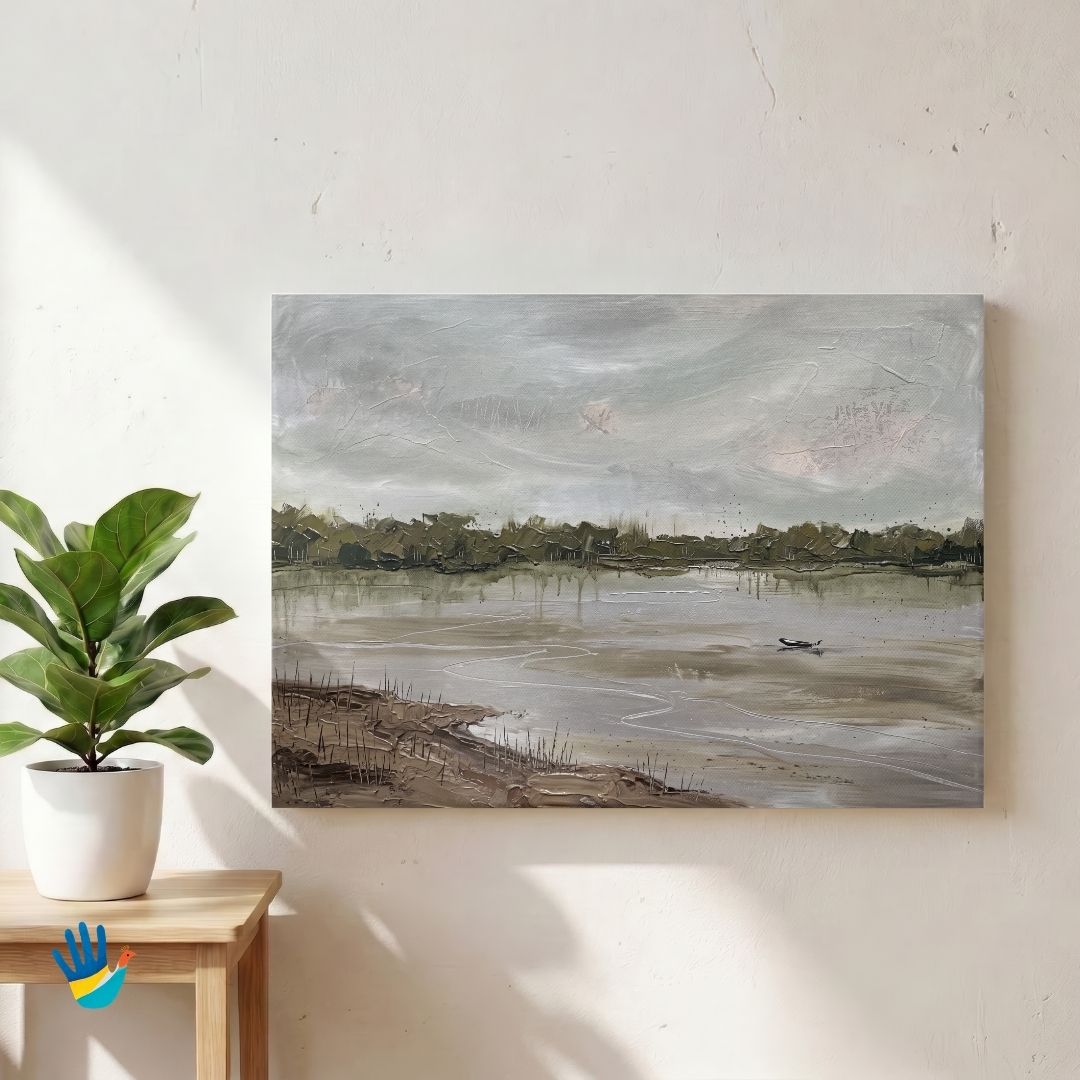 Sundarbans Tide | Abstract Bengal Delta Wall Art 3 : 2 Horizontal Premium Wall Art Canvas by MeriDeewar