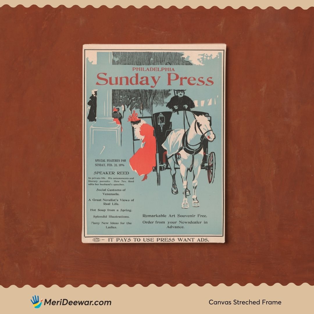 Sunday Press Poster by George Reiter Brill 3 : 4 Vertical New Premium Wall Art Canvas by MeriDeewar