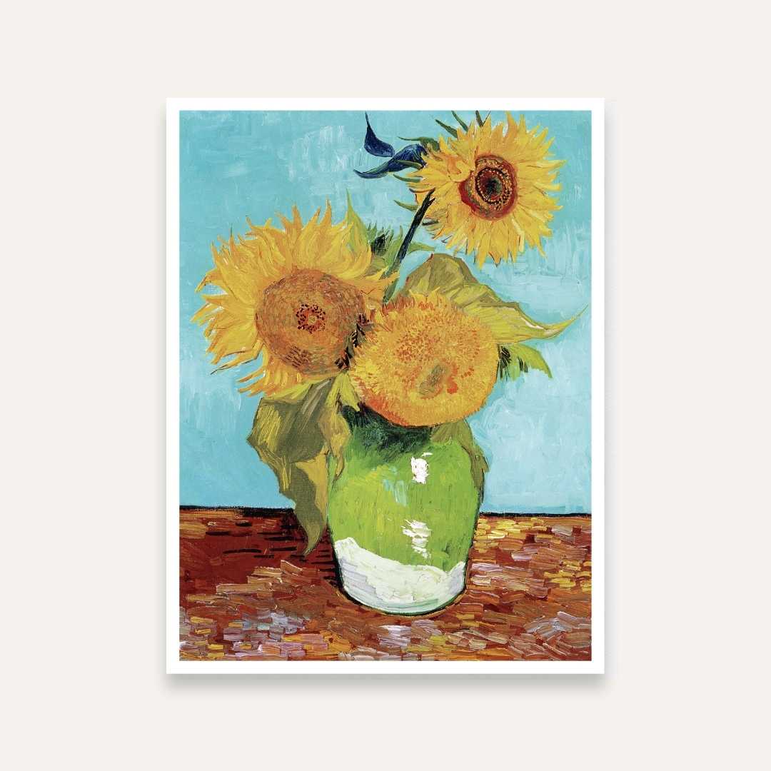 Sunflower Painting for Living Room – Van Gogh Three Sunflowers | Giclée Fine Art Print 3 : 4 Vertical Premium Wall Art Canvas by MeriDeewar