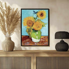 Sunflower Painting for Living Room – Van Gogh Three Sunflowers | Giclée Fine Art Print 3 : 4 Vertical Premium Wall Art Canvas by MeriDeewar