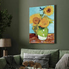 Sunflower Painting for Living Room – Van Gogh Three Sunflowers | Giclée Fine Art Print 3 : 4 Vertical Premium Wall Art Canvas by MeriDeewar