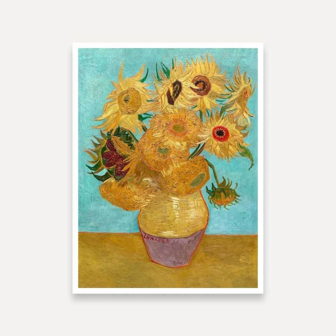 Sunflower Painting for Living Room – Van Gogh Twelve Sunflowers | Giclée Fine Art Print 3 : 4 Vertical Premium Wall Art Canvas by MeriDeewar