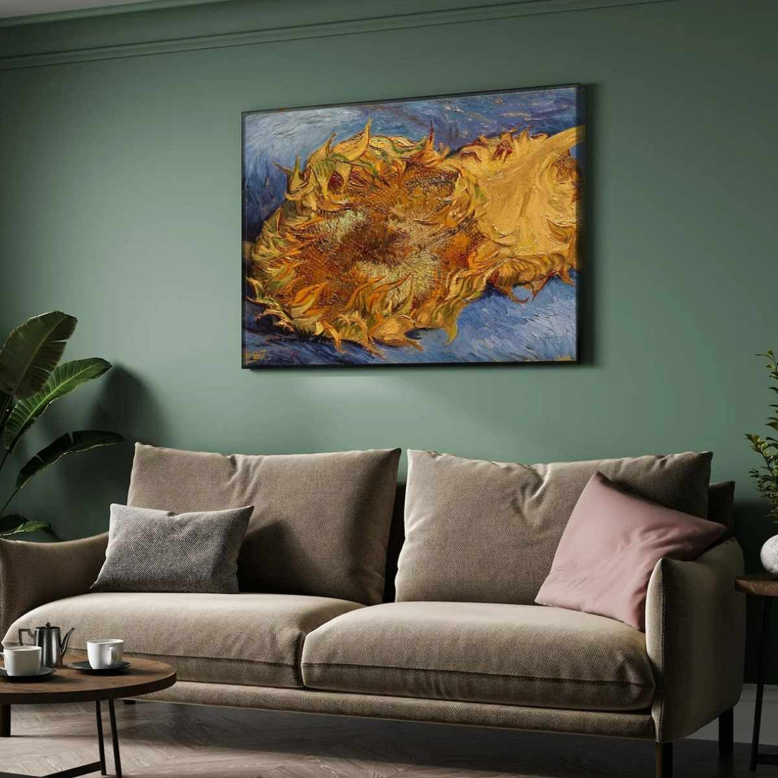 Two Cut Sunflowers By Van Gogh Painting - Meri Deewar 3 : 2 Horizontal Premium Wall Art Canvas by MeriDeewar
